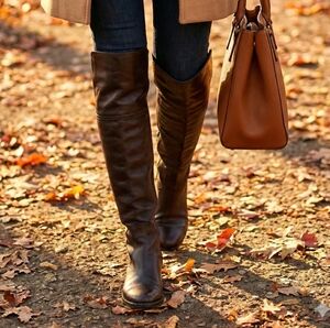 Tory Burch Jack Landed Capra Elastic Leather Over The Knee Riding Boots Size 7.5